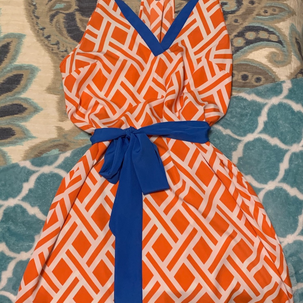 Mud pie orange and blue gator dress